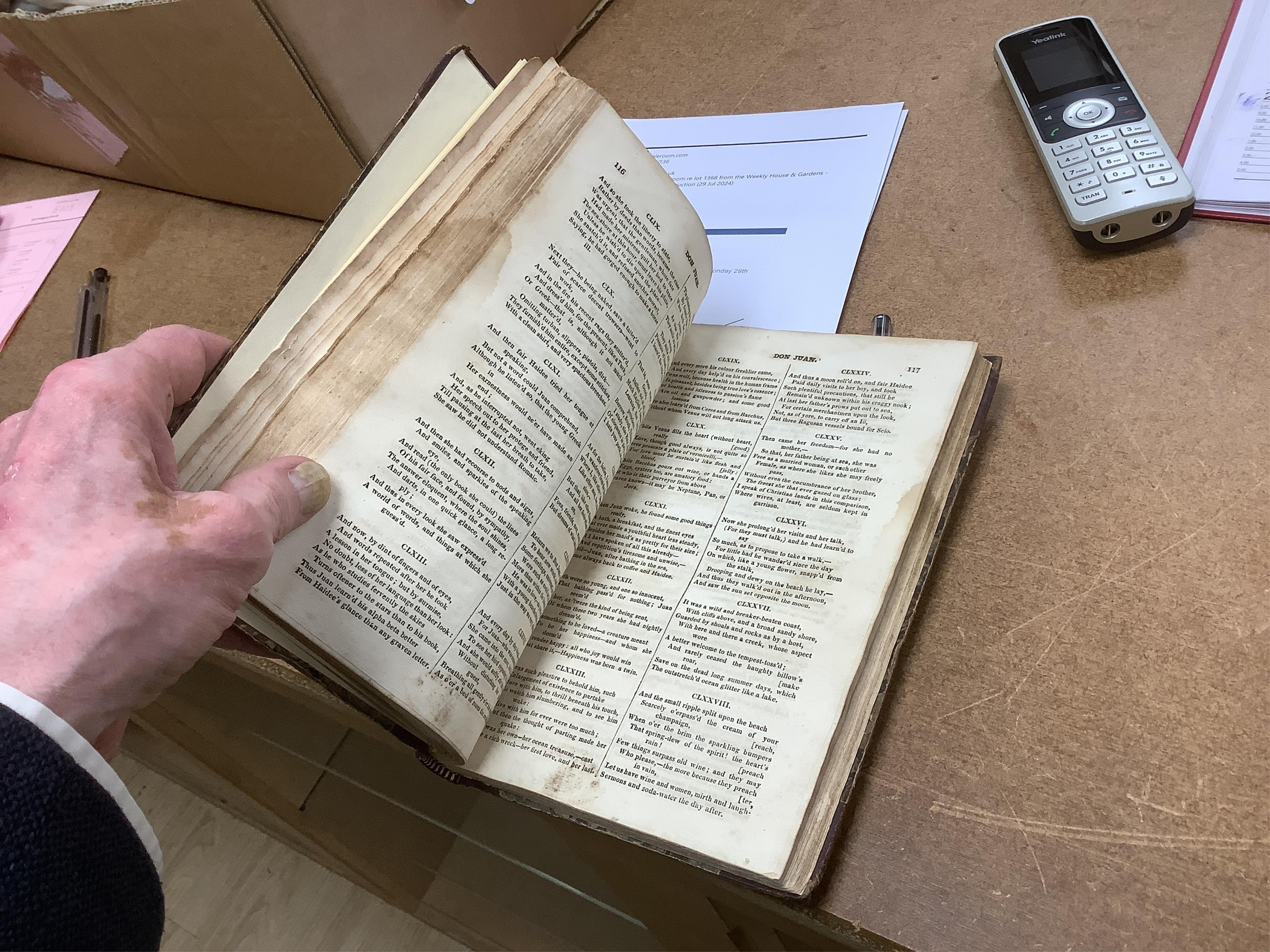 Medwin, Thomas - Conversations of Lord Byron noted During a Residence at Pisa, in the years 1821 and 1822, 2 vols, 12mo, half calf, Henry Colburn and Ruchard Bentley, London, 1830; another copy - 2 vols in 1, 8vo, half c